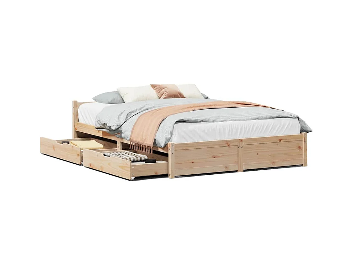 Cadre de lit sans matelas 140x200 cm bois massif de pin