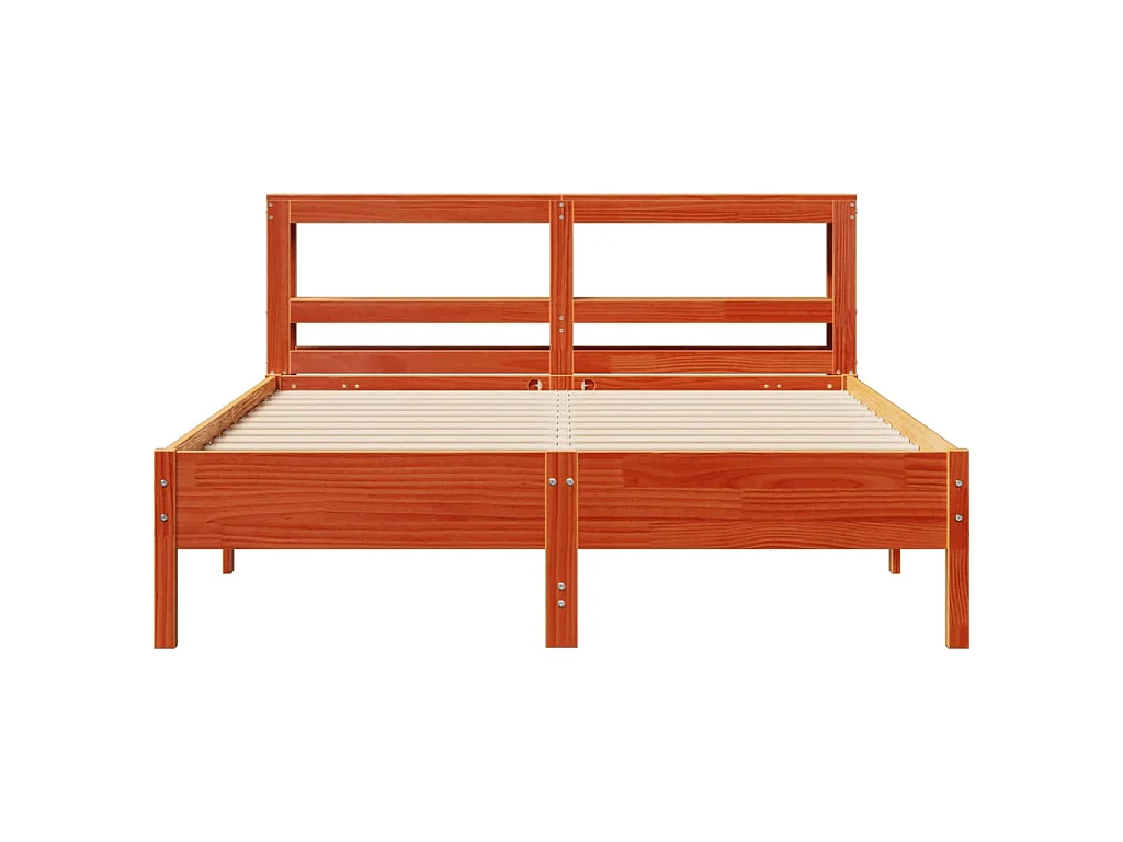 Cama sem colchão 140x200 cm madeira pinho maciça castanho-mel