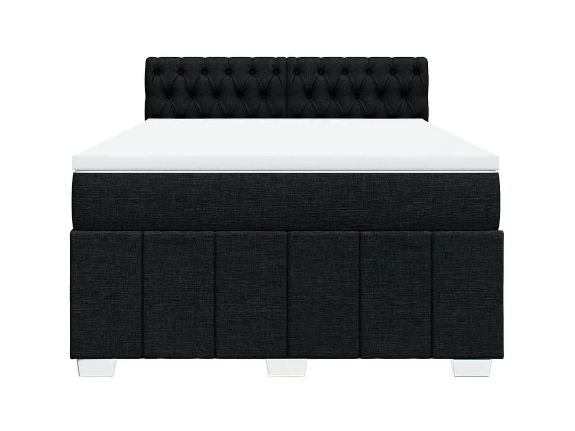 Sommier à lattes de lit avec matelas Noir 140x190 cm Tissu