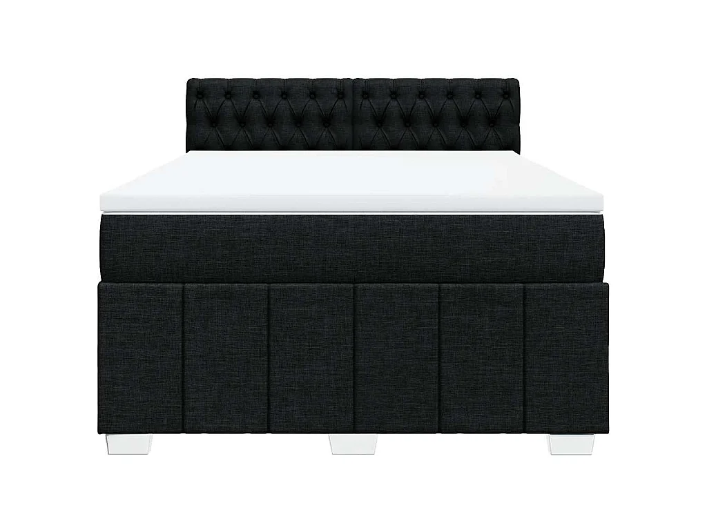 Boxspring met matras stof zwart 140x190 cm