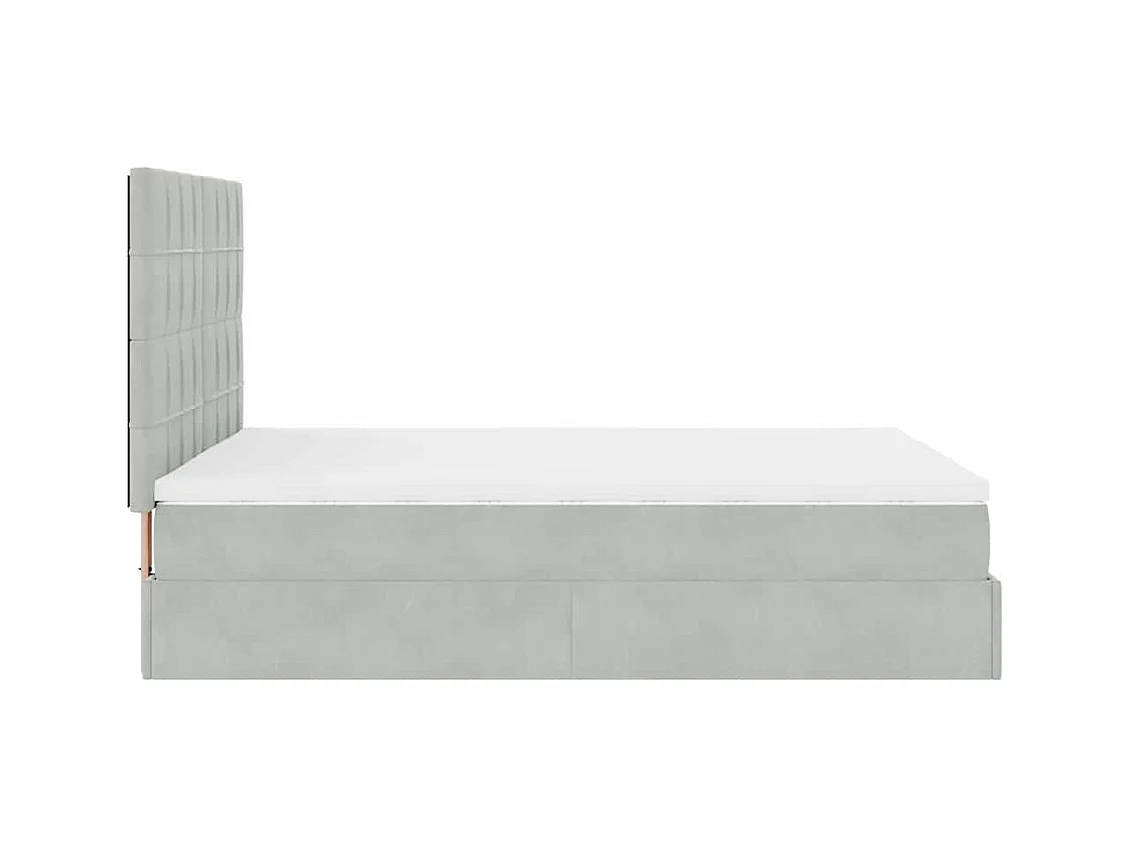 Ottoman bed met matrassen 140x190cm fluweel lichtgrijs