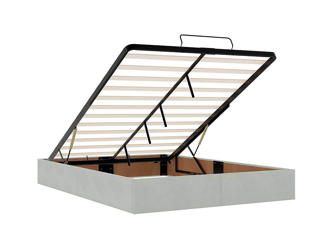 Ottoman bed met matrassen 140x190cm fluweel lichtgrijs