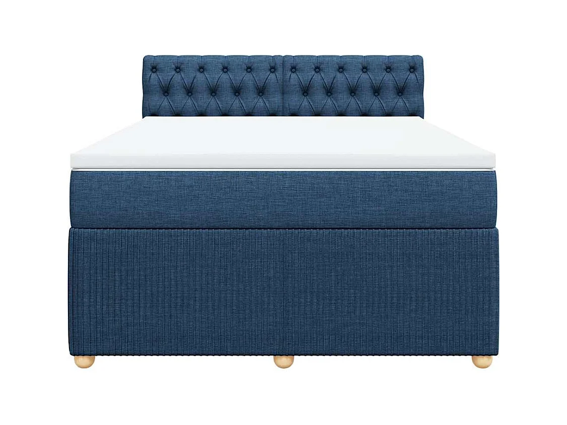 Sommier à lattes de lit avec matelas Bleu 160x200 cm Tissu