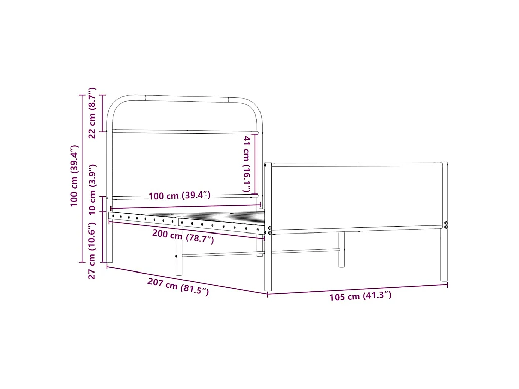 Cadre de lit sans matelas 100x200 cm chêne sonoma
