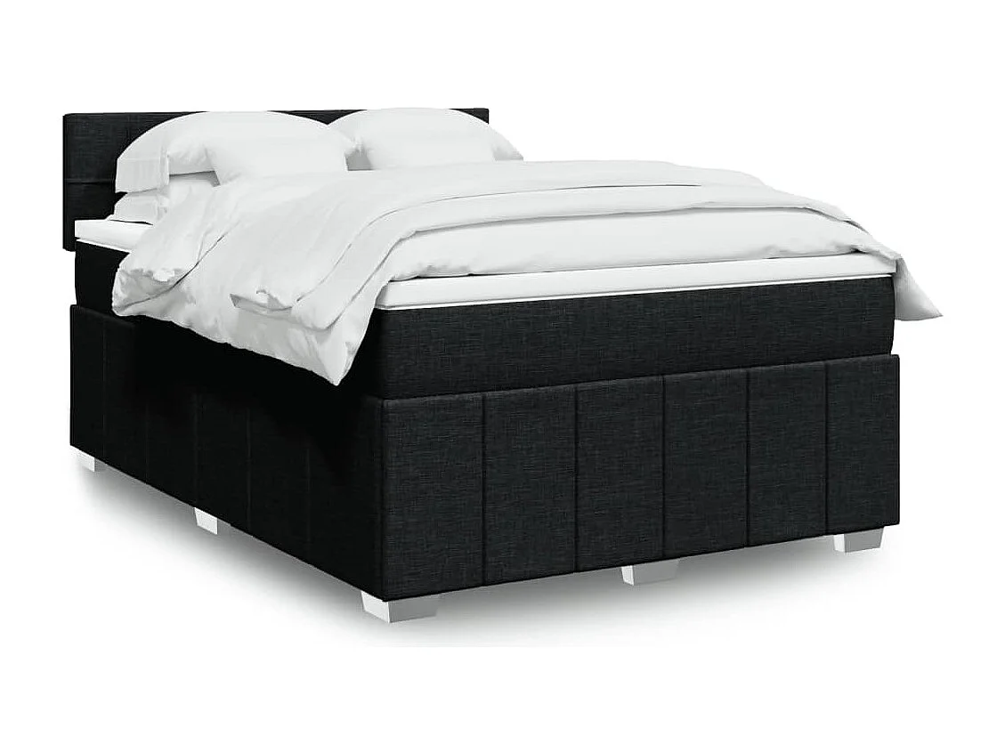 Sommier à lattes de lit avec matelas Noir 160x200 cm Tissu