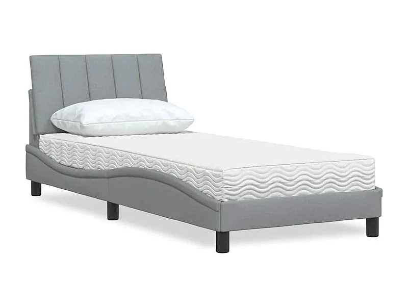 Bed met matras "Hanko" stof lichtgrijs 90x190 cm