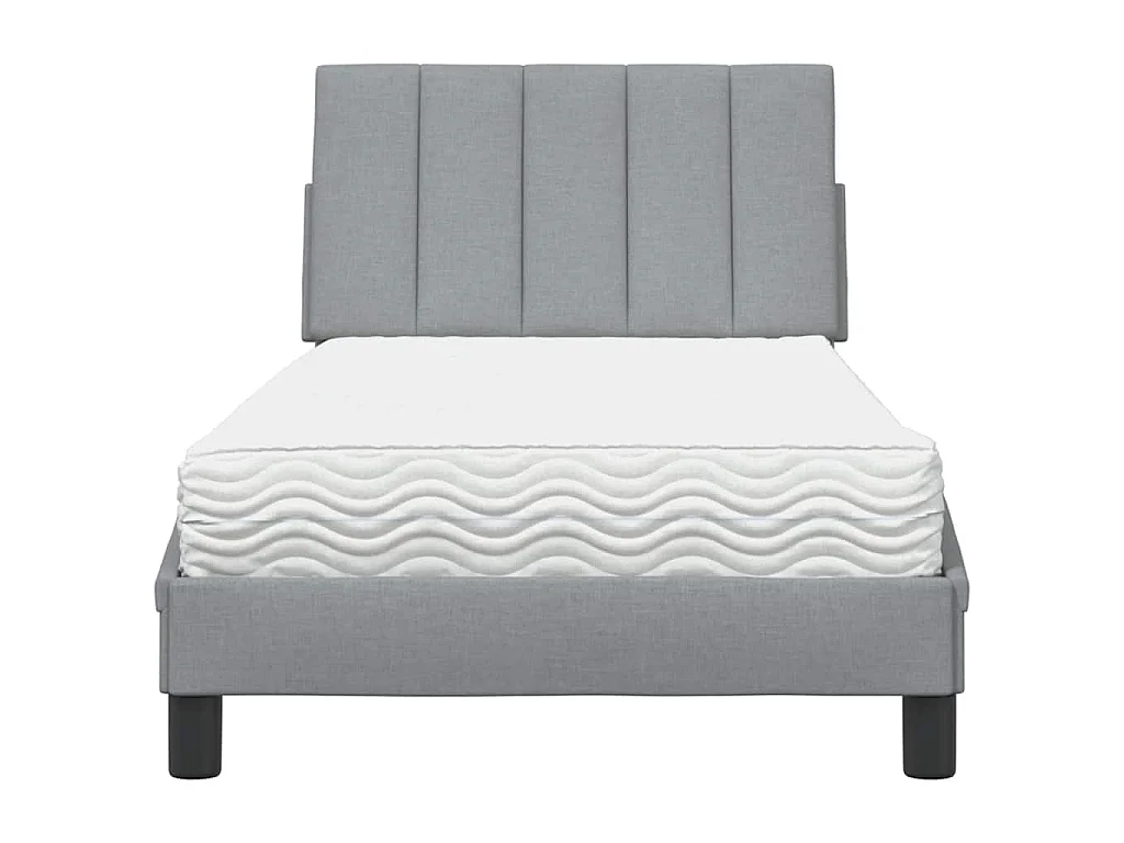 Lit avec matelas Hanko gris clair 90x190 cm tissu