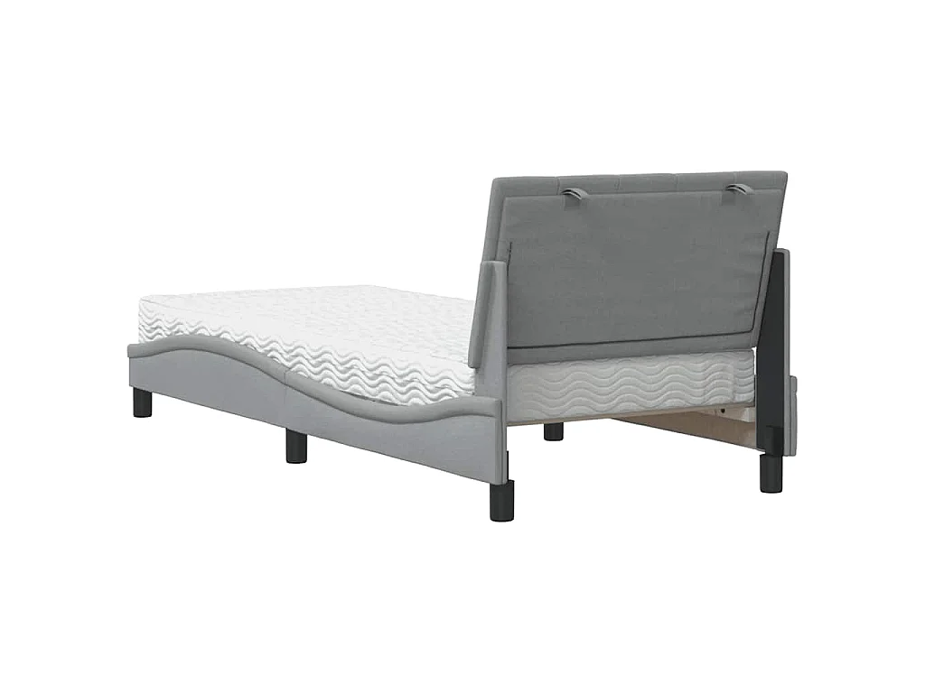 Lit avec matelas Hanko gris clair 90x190 cm tissu