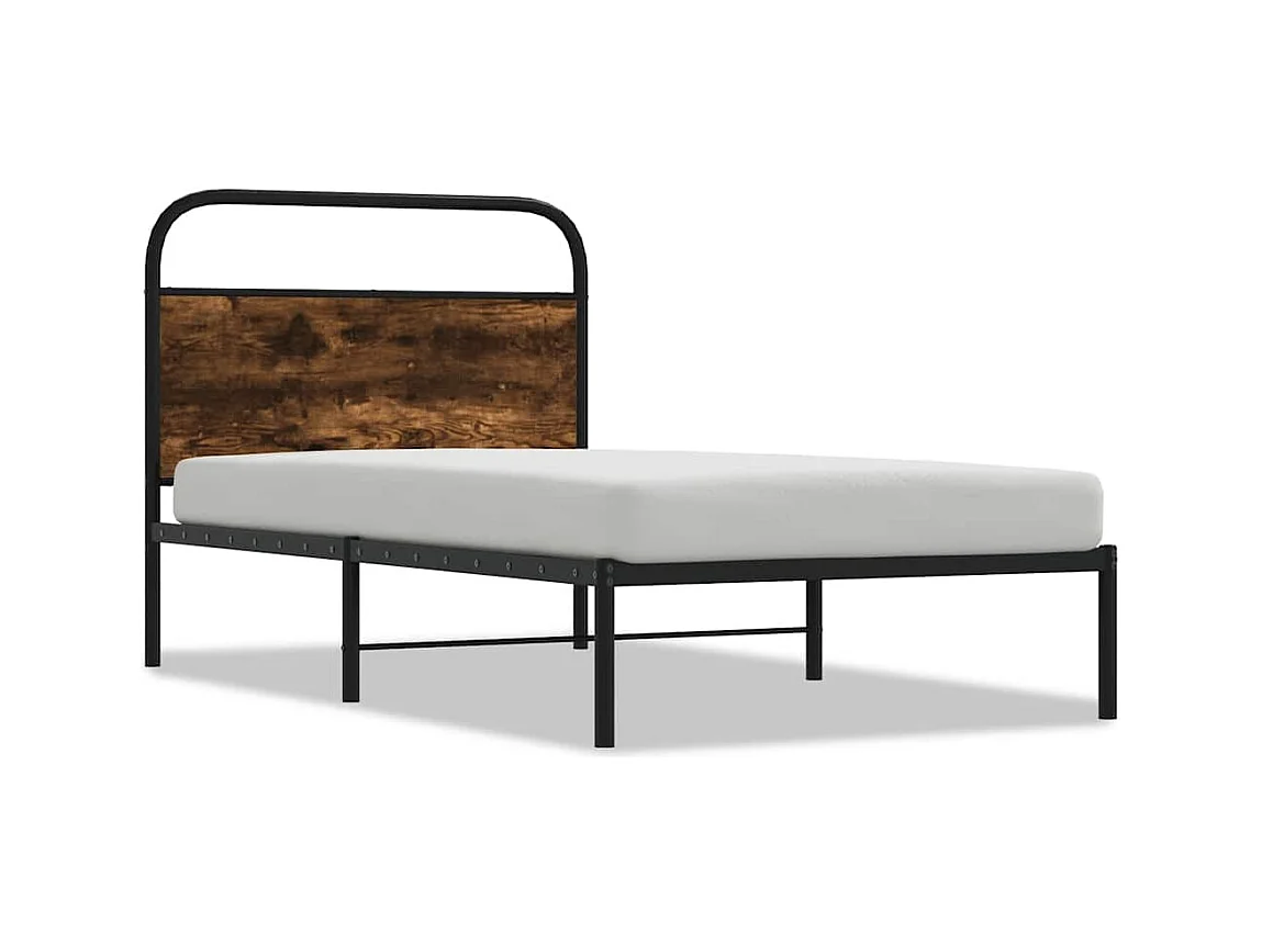 Bettgestell ohne Matratze 100x200 cm Räuchereiche Holzwerkstoff