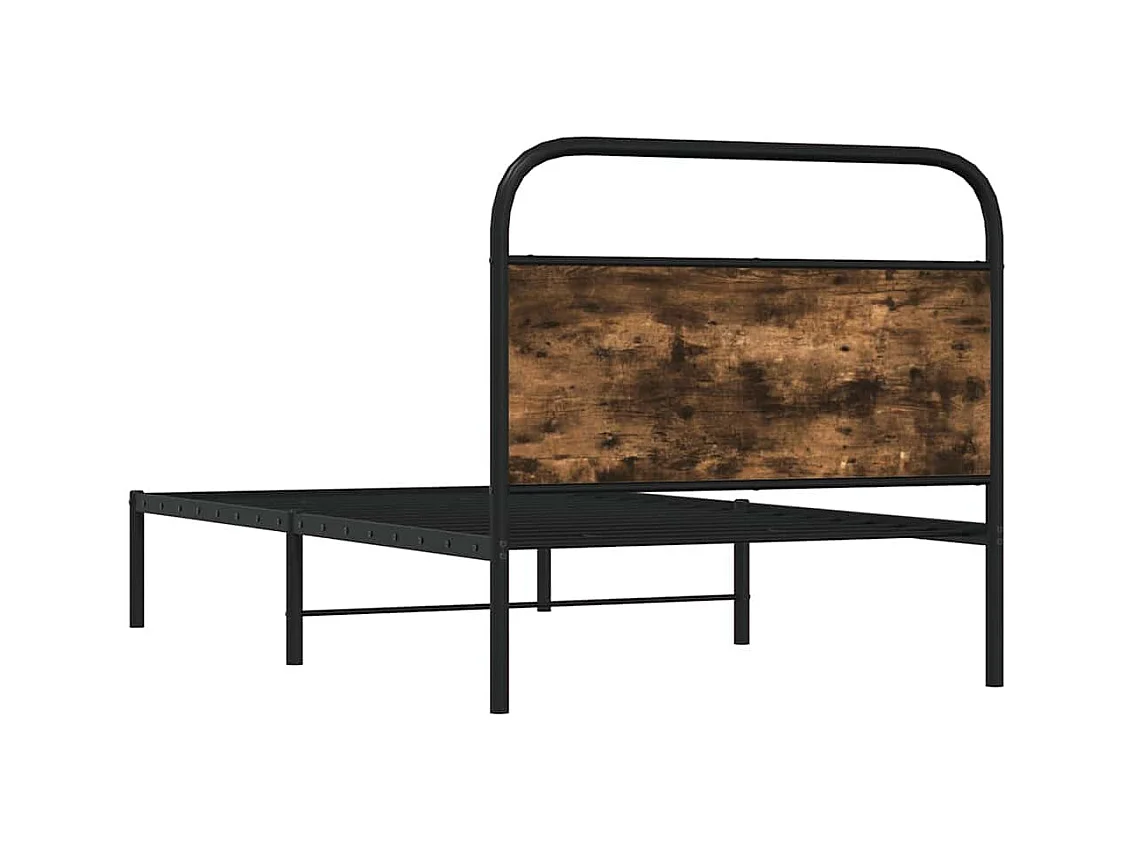 Bettgestell ohne Matratze 100x200 cm Räuchereiche Holzwerkstoff