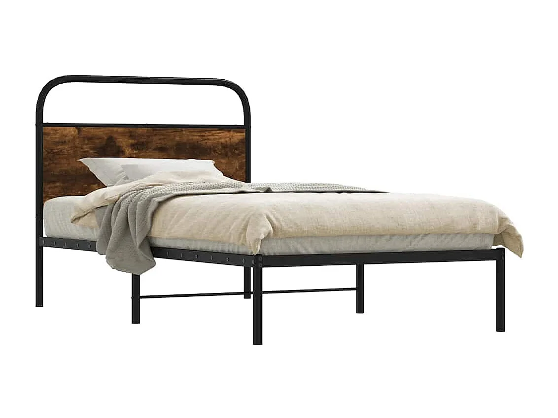 Cadre de lit sans matelas 100x200 cm chêne fumé bois ingénierie