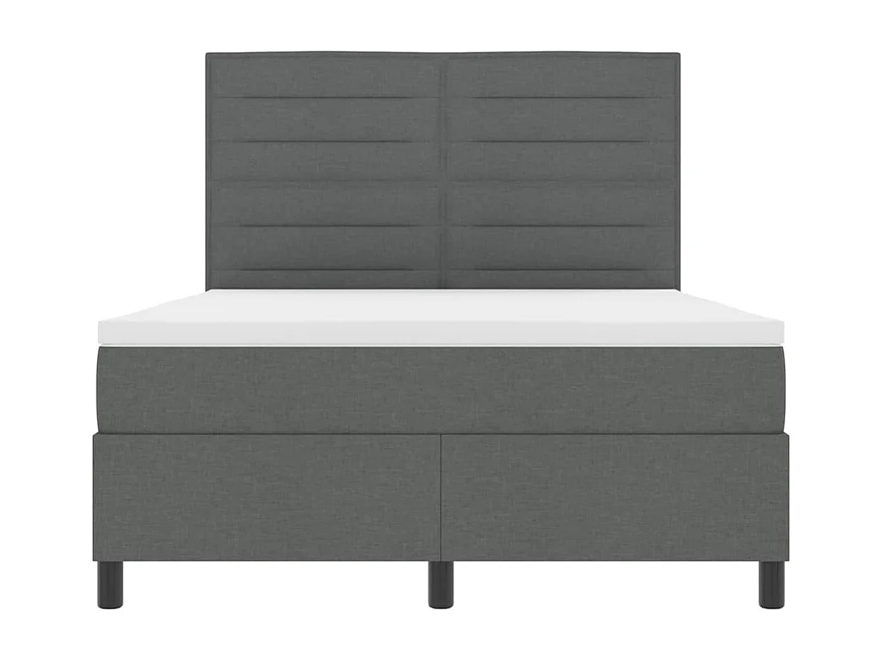 Lit à ressorts avec matelas Gris foncé 160 x 200 cm tissu