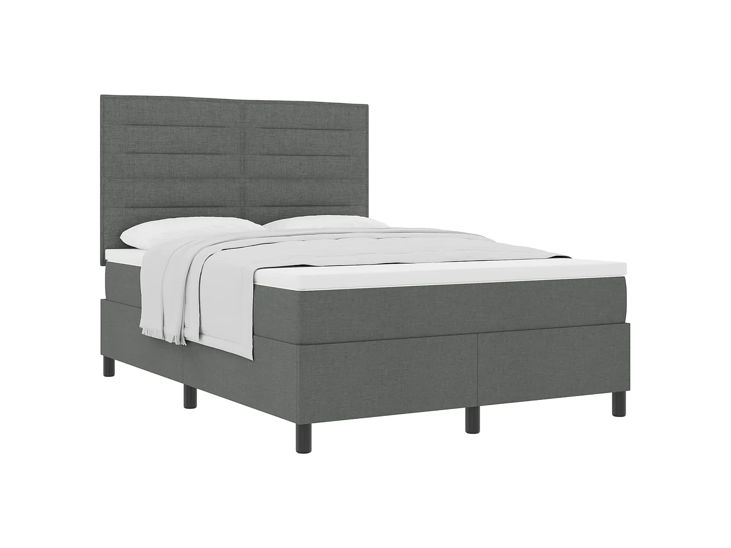Boxspringbed met matras Donkergrijs 160 x 200 cm Stof