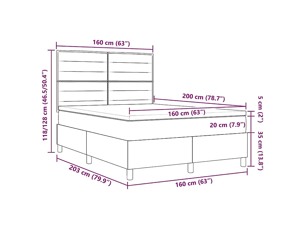 Boxspringbed met matras Donkergrijs 160 x 200 cm Stof