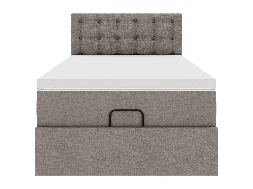 Pouf Letto con Materasso e LED Tortora 90x200 cm in Tessuto