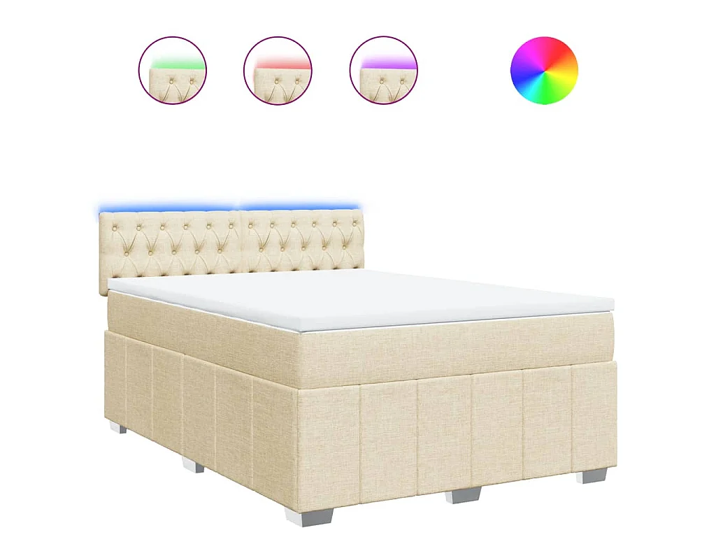 Boxspring met matras stof crèmekleurig 160x200 cm