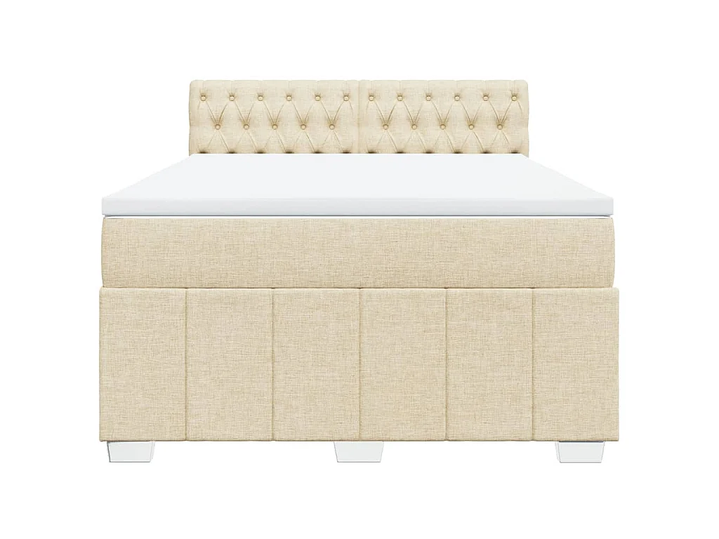 Boxspring met matras stof crèmekleurig 160x200 cm