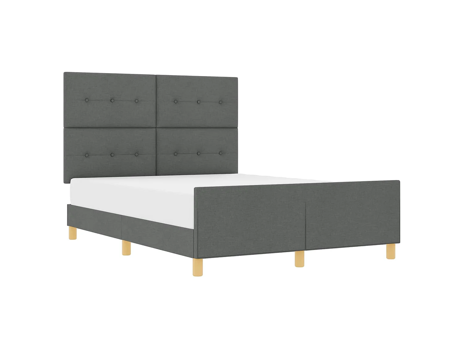 Cadre de lit avec tête de lit Gris foncé 140 x 190 cm tissu
