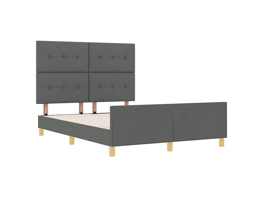 Cadre de lit avec tête de lit Gris foncé 140 x 190 cm tissu