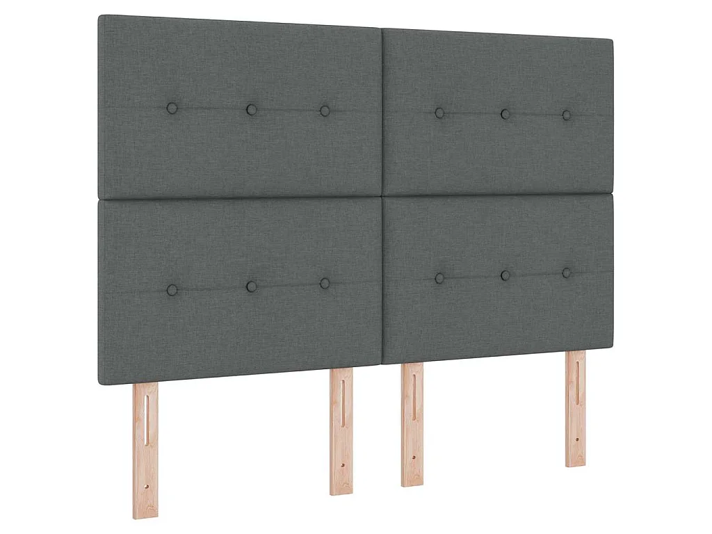 Cadre de lit avec tête de lit Gris foncé 140 x 190 cm tissu