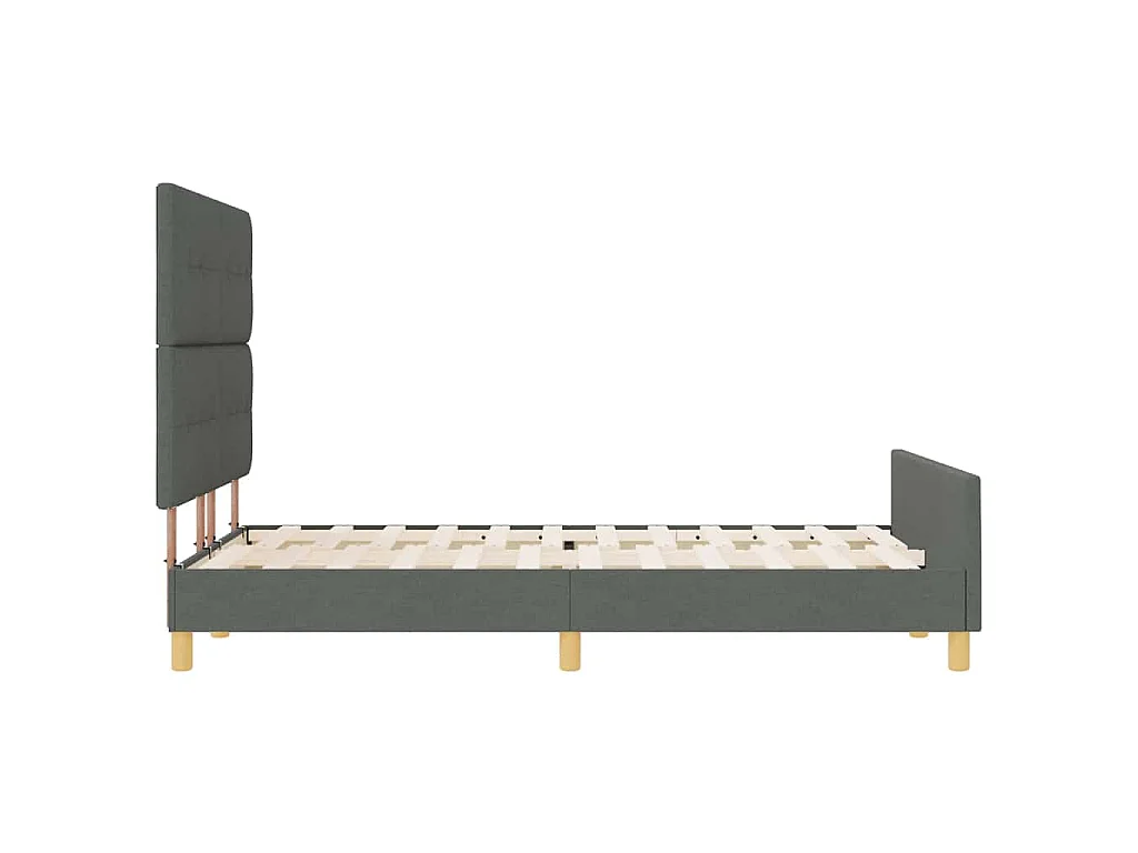 Cadre de lit avec tête de lit Gris foncé 140 x 190 cm tissu
