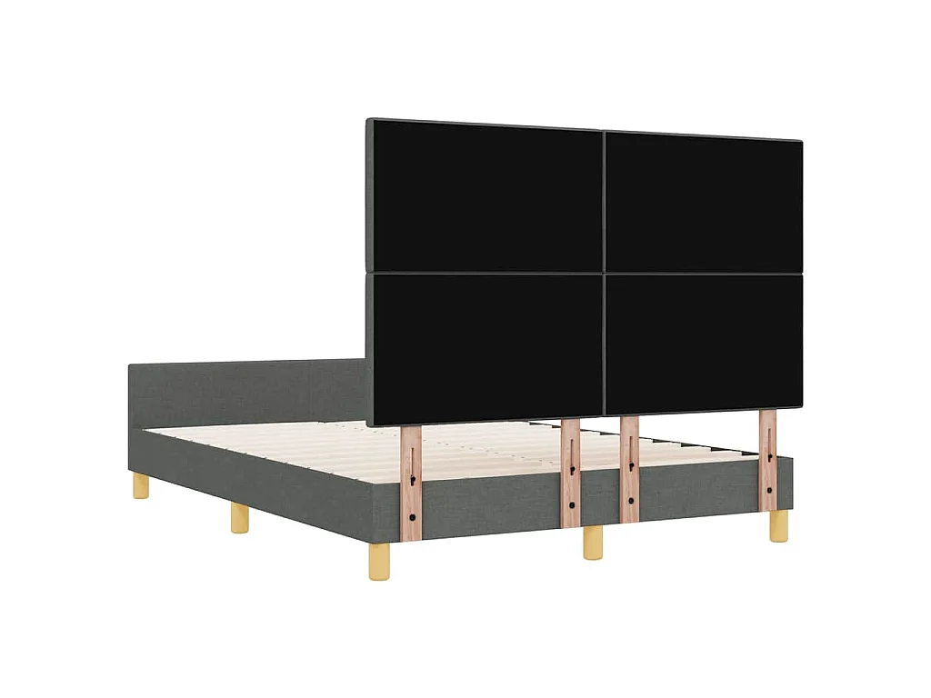 Cadre de lit avec tête de lit Gris foncé 140 x 190 cm tissu