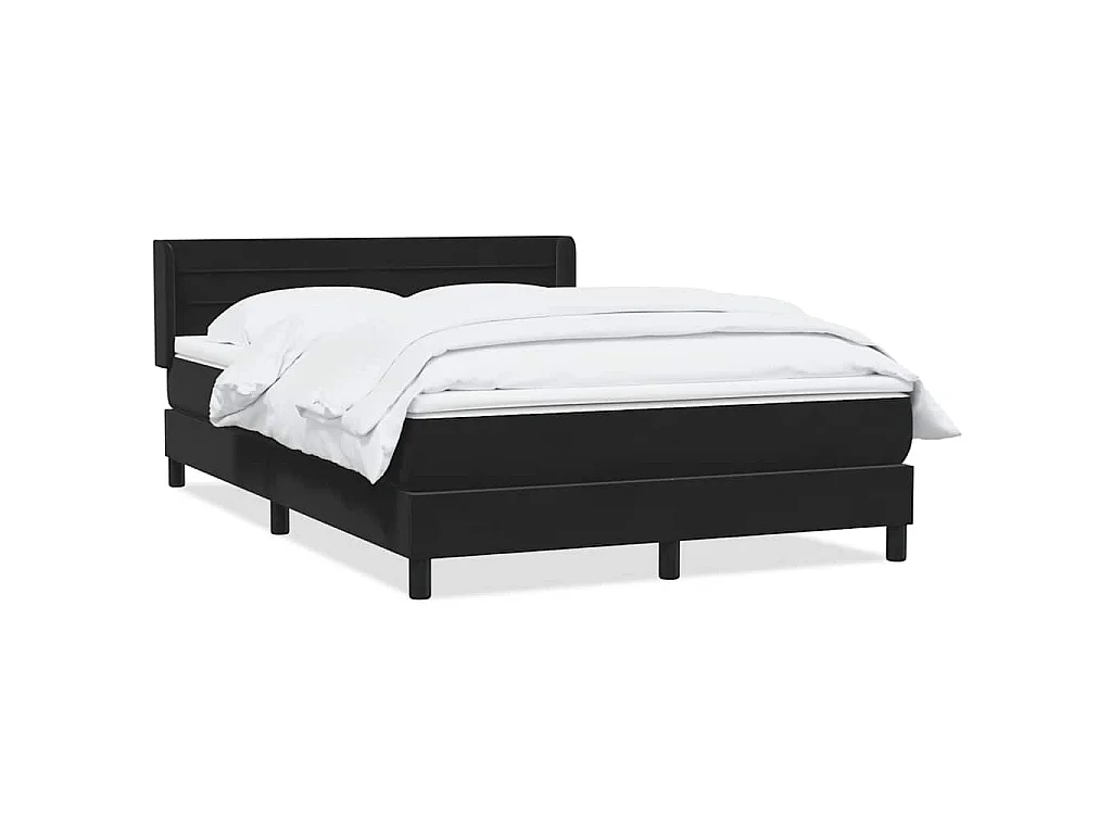 Cama box spring con colchón terciopelo negro 160x210 cm
