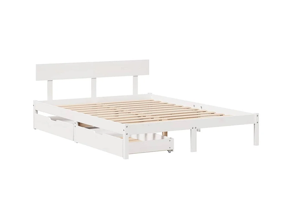 Cama sem colchão 160x200 cm madeira de pinho maciça branco