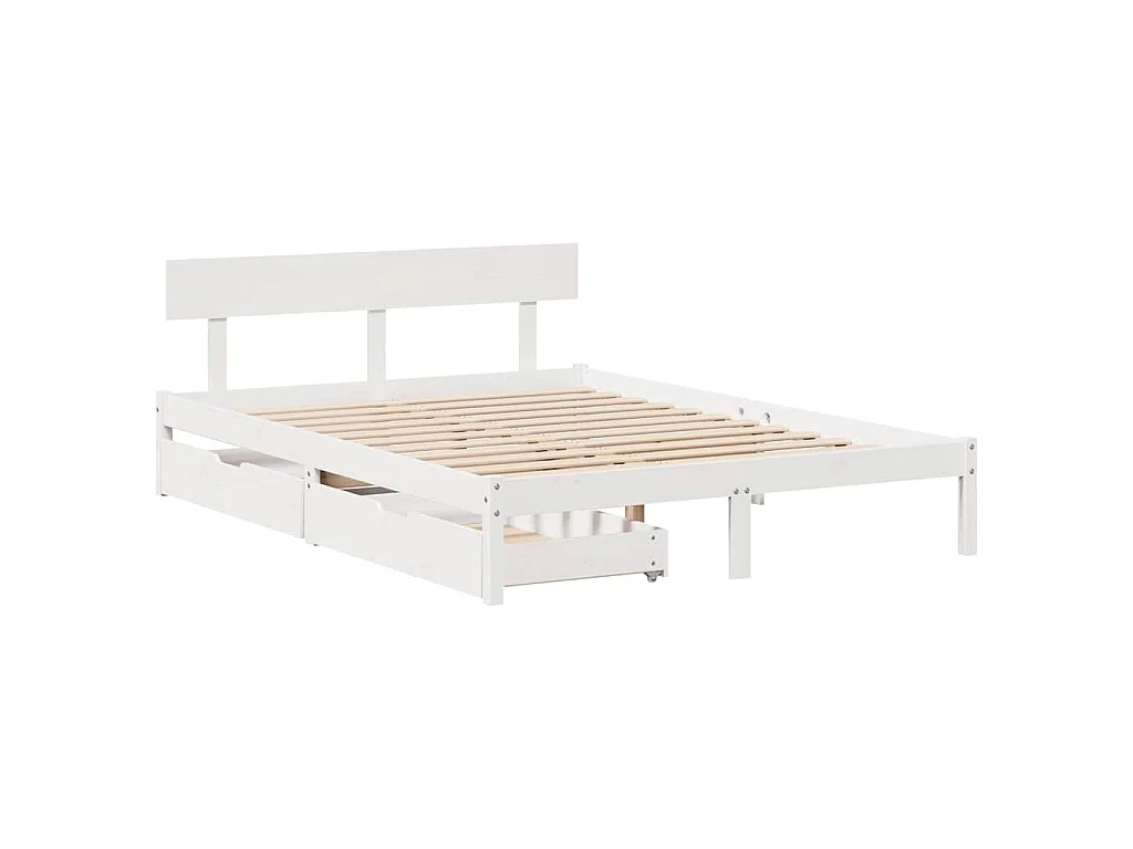 Cadre de lit sans matelas blanc 160x200 cm bois de pin massif