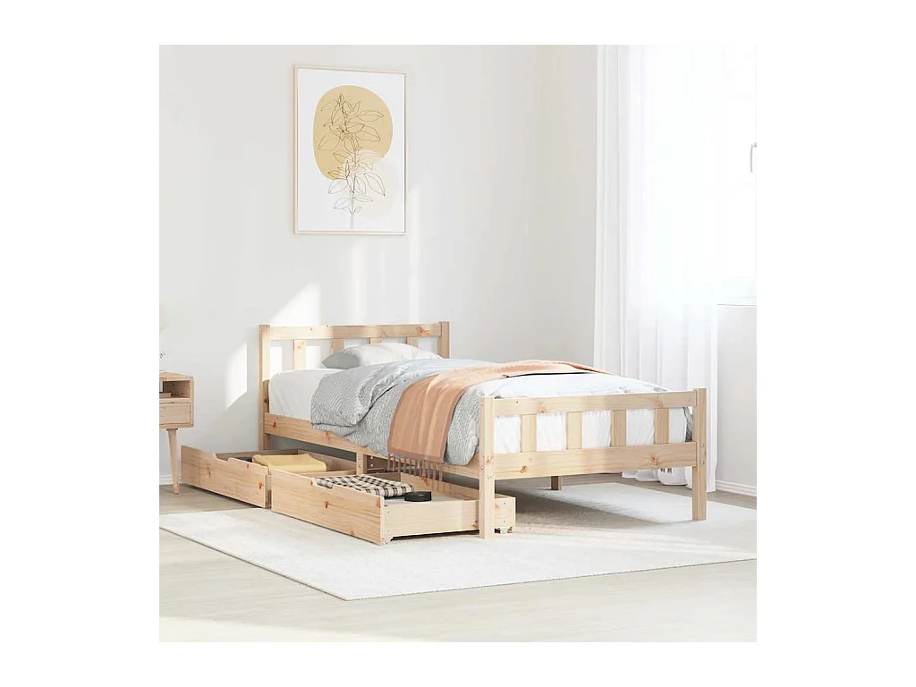 Letto senza Materasso 90x190 cm in Legno Massello di Pino