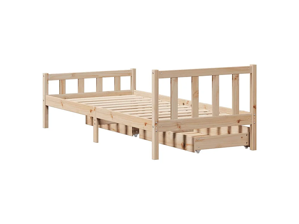 Letto senza Materasso 90x190 cm in Legno Massello di Pino