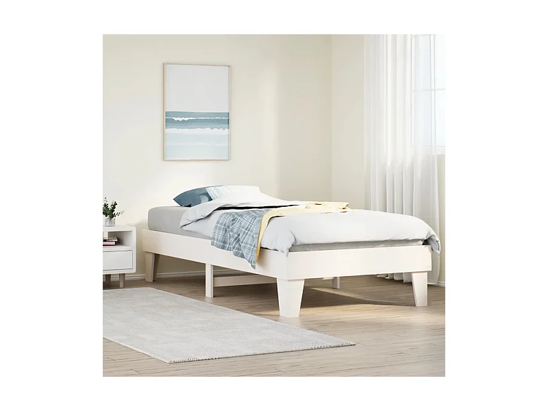 Massivholzbett ohne Matratze Weiß 100x200 cm Kiefernholz