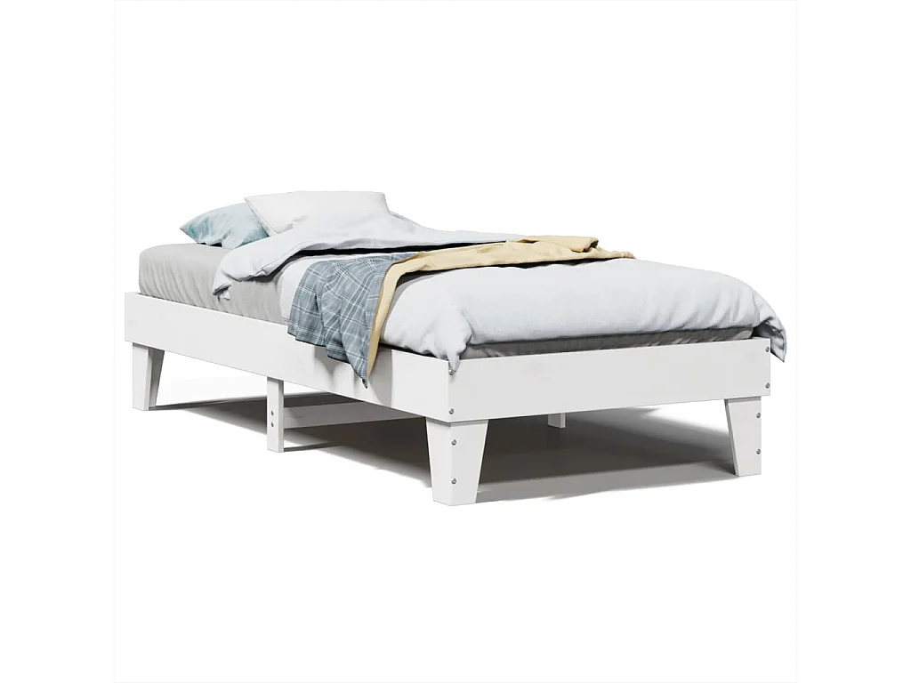 Cadre de lit sans matelas blanc 100x200 cm bois de pin massif