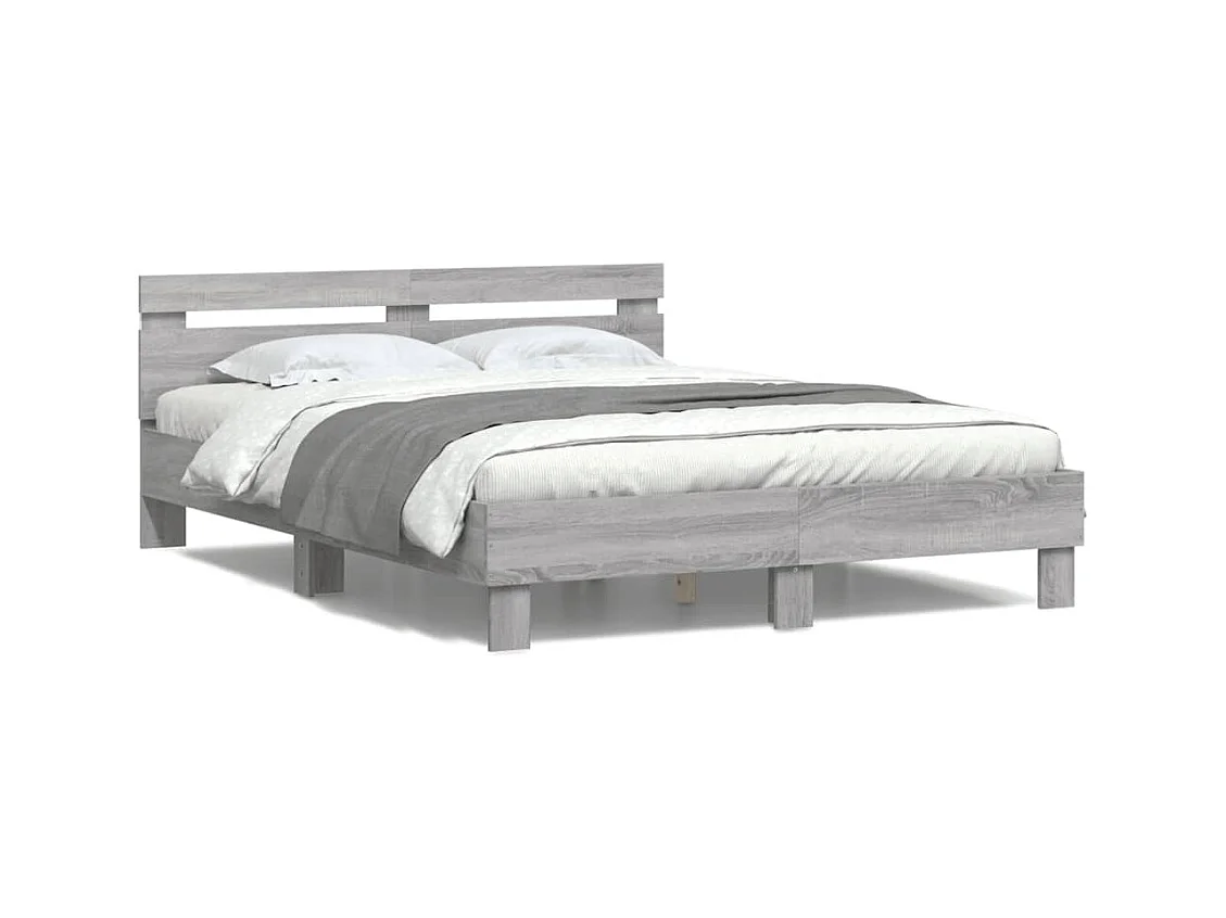 Cadre de lit avec LED sans matelas sonoma gris 140x190 cm