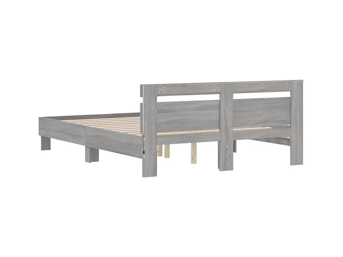 Cadre de lit avec LED sans matelas sonoma gris 140x190 cm