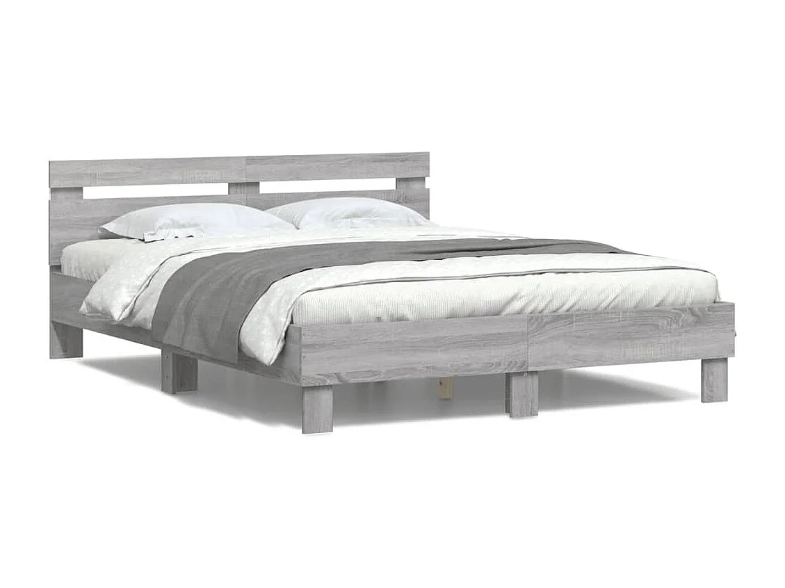 Cadre de lit avec LED sans matelas sonoma gris 140x190 cm