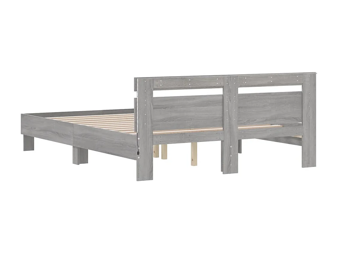 Cadre de lit avec LED sans matelas sonoma gris 140x190 cm