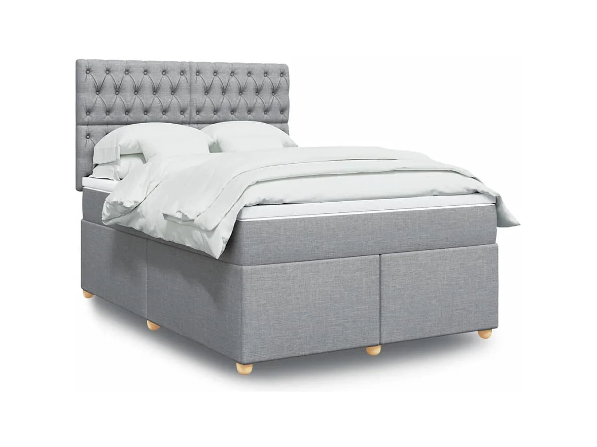 Sommier à lattes de lit avec matelas Gris clair 140x200cm Tissu