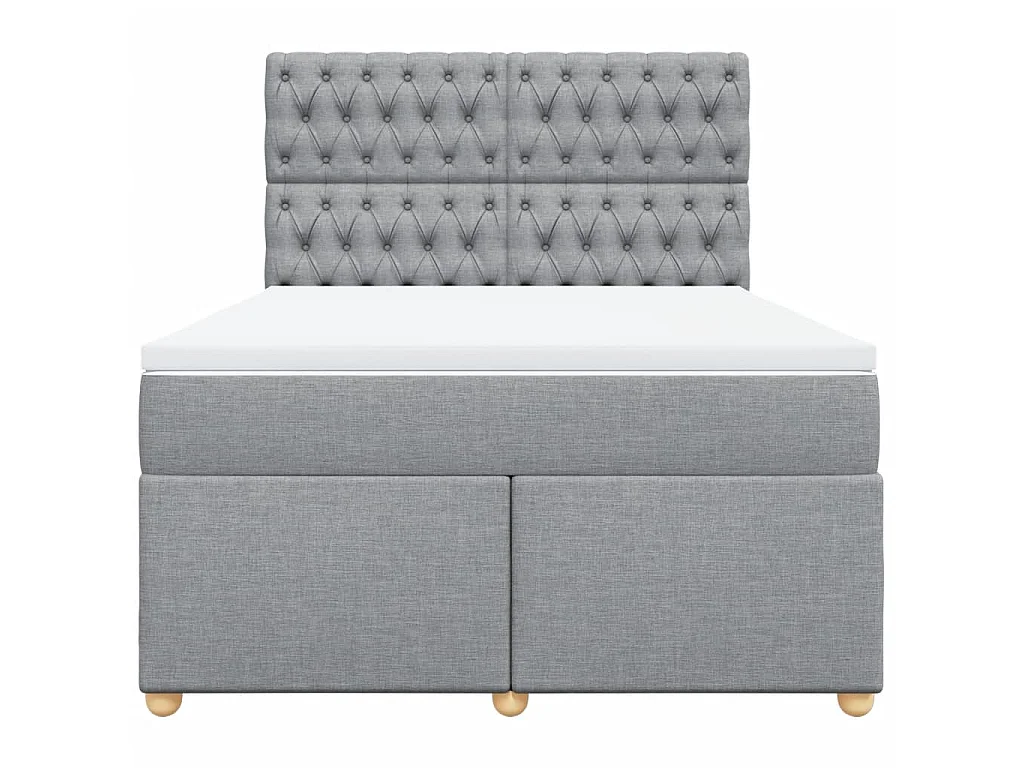 Cama box spring con colchón tela gris claro 140x200 cm