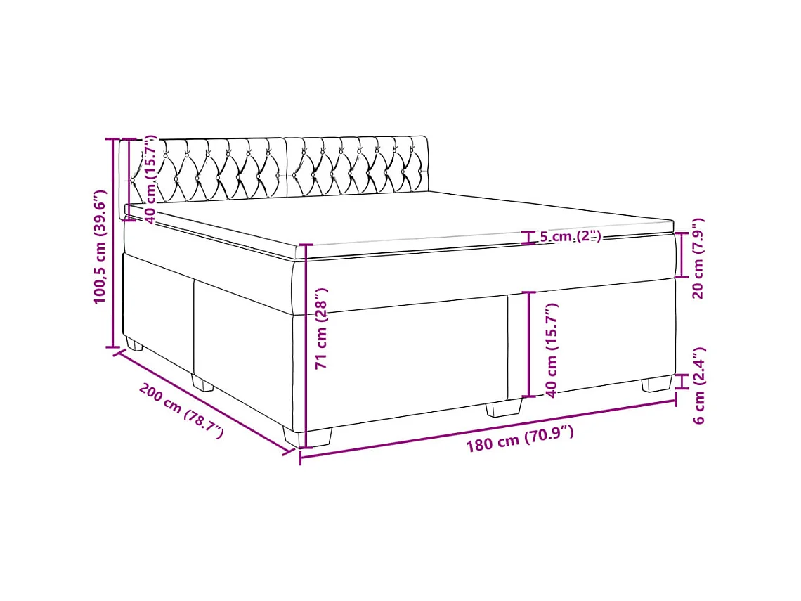 Giroletto a Molle con Materasso Grigio Scuro 180x200 cm Tessuto