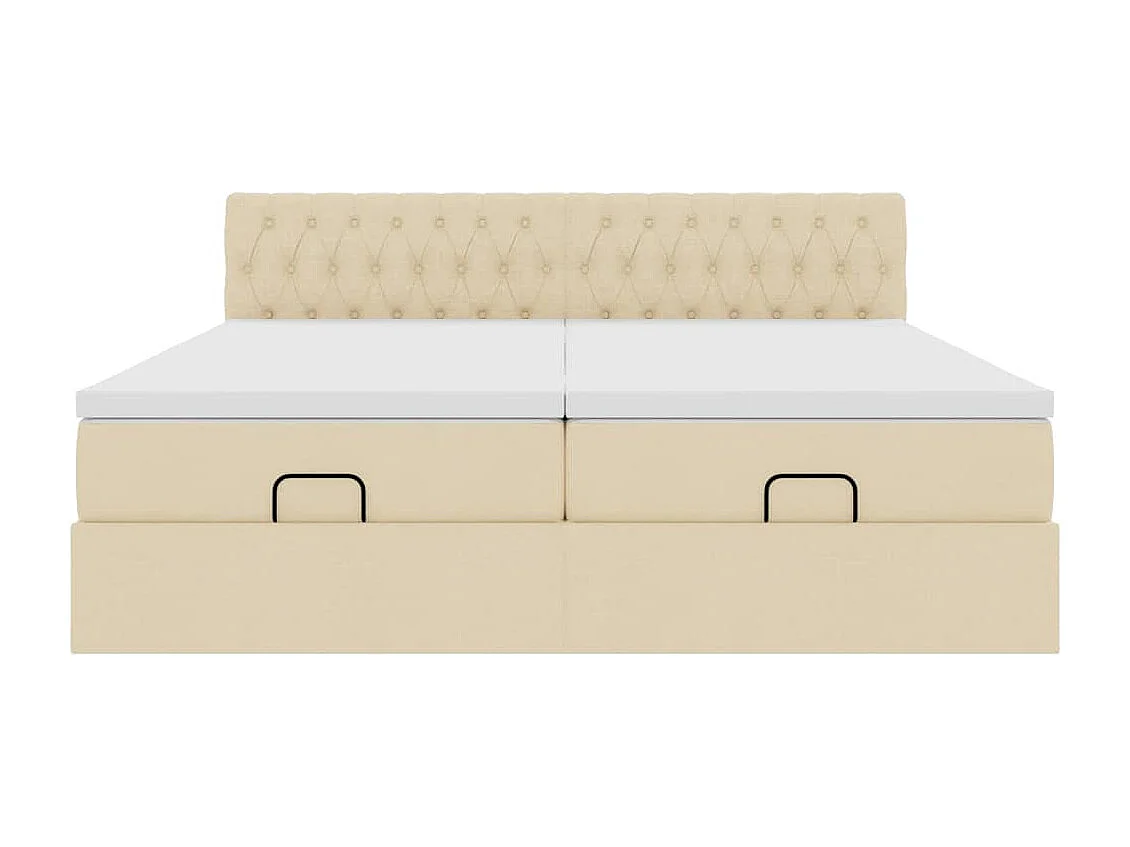 Cadre de lit ottoman avec matelas crème 180x200 cm tissu