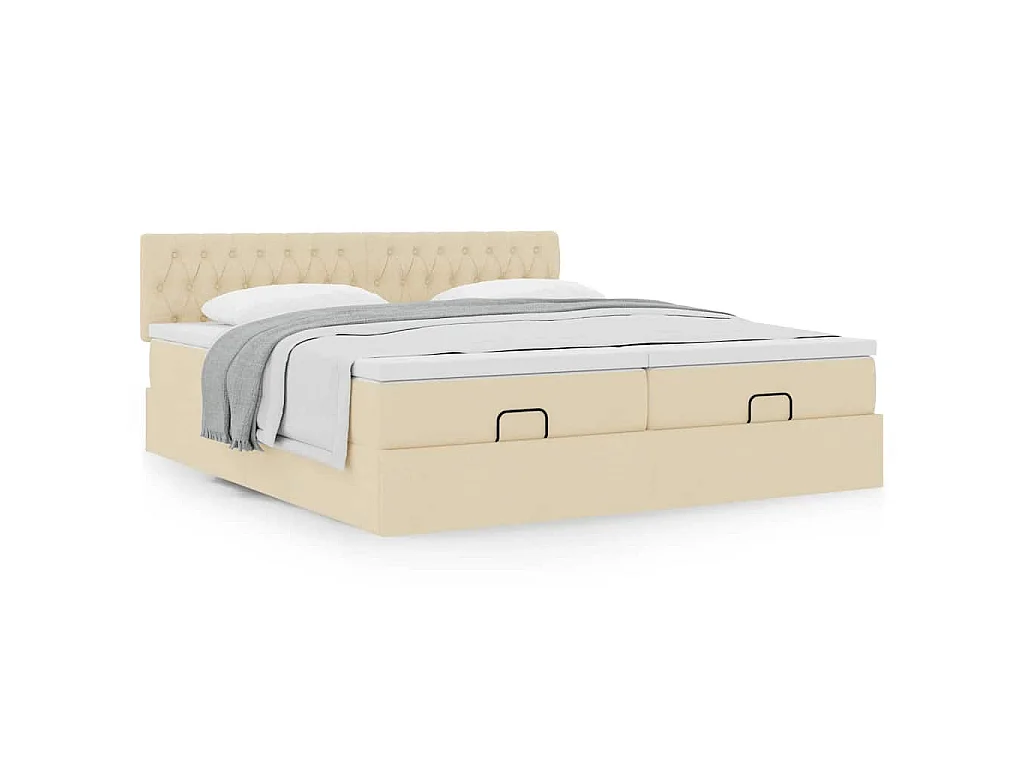 Ottoman-Bett mit Matratzen Creme 180x200 cm Stoff