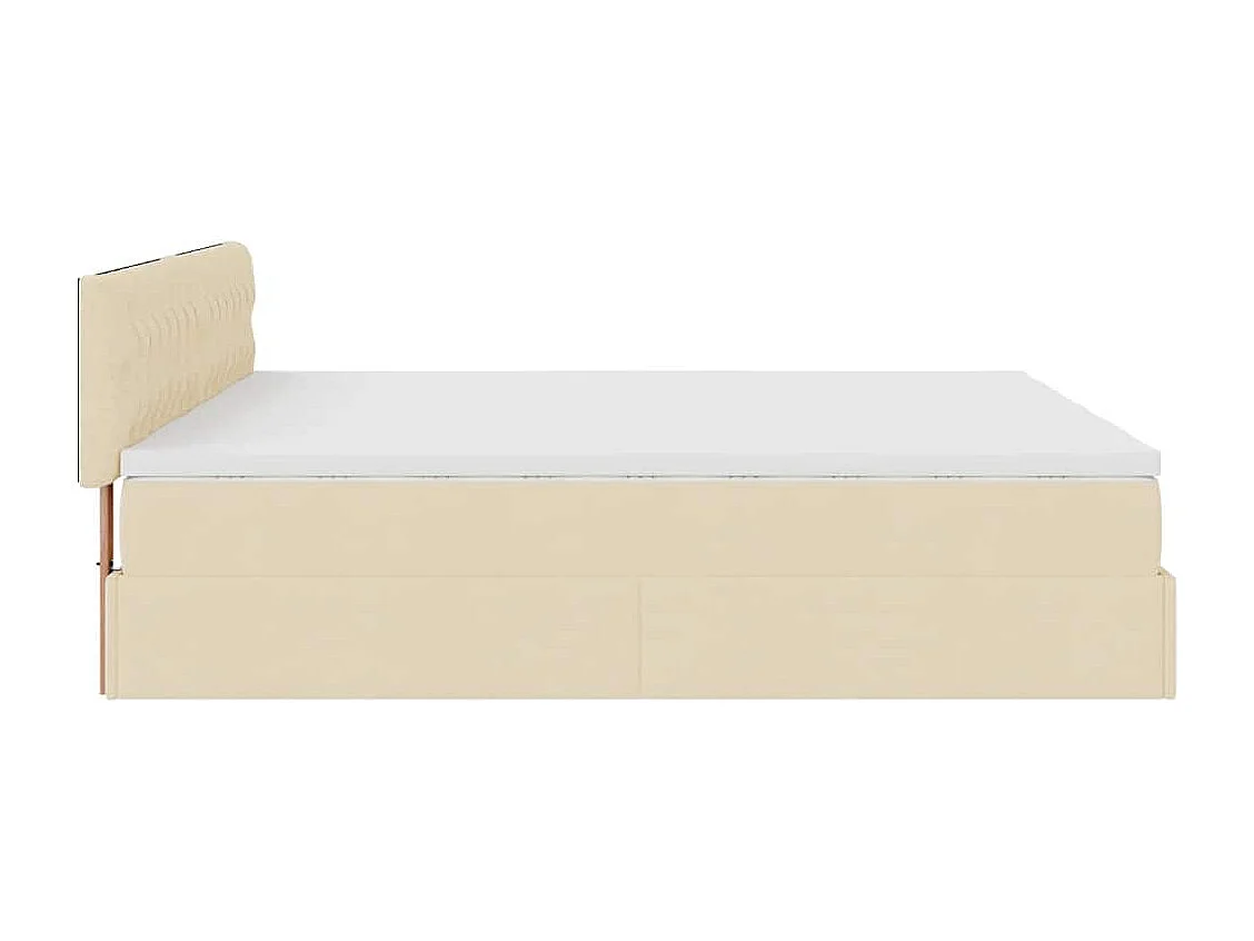 Ottoman-Bett mit Matratzen Creme 180x200 cm Stoff
