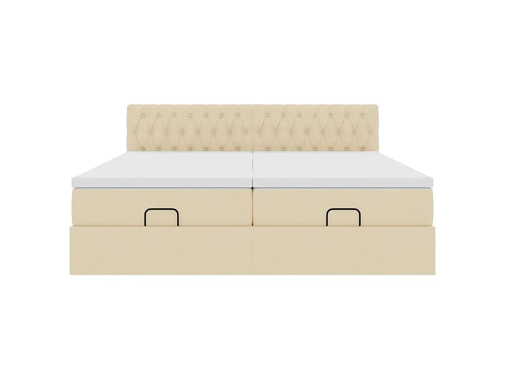 Ottoman bed met matrassen 180x200cm stof crèmekleurig