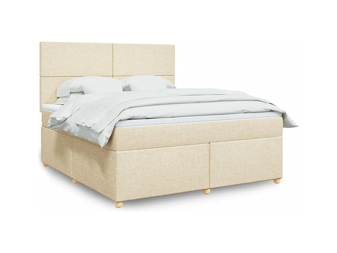 Sommier à lattes de lit avec matelas Crème 180x200 cm Tissu