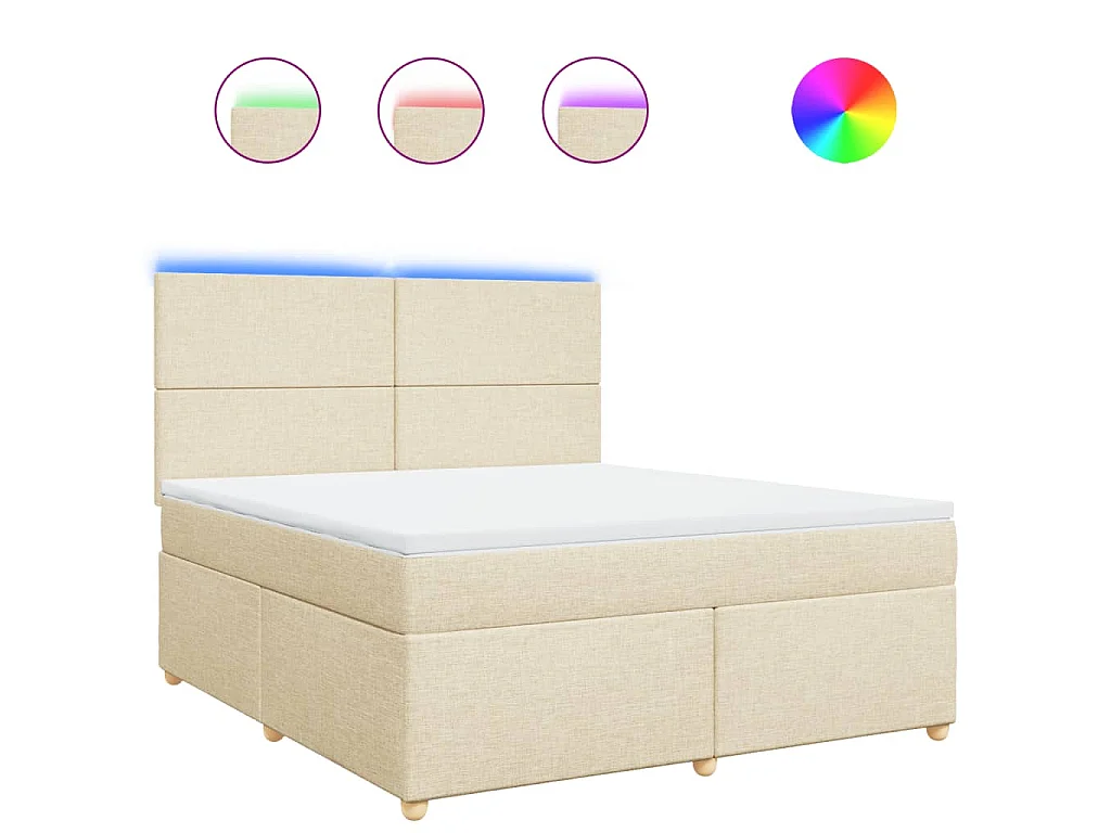 Sommier à lattes de lit avec matelas Crème 180x200 cm Tissu