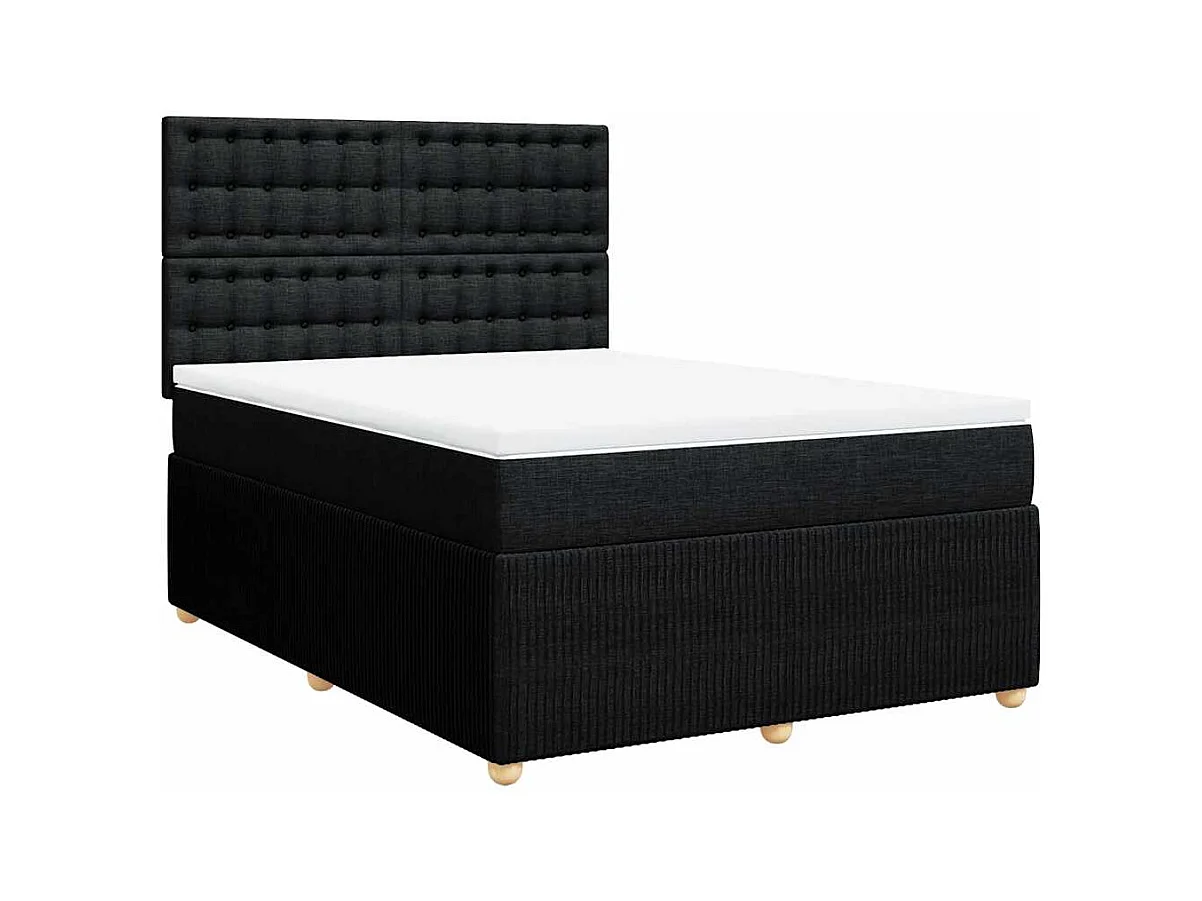 Sommier à lattes de lit avec matelas Noir 140x190 cm Tissu