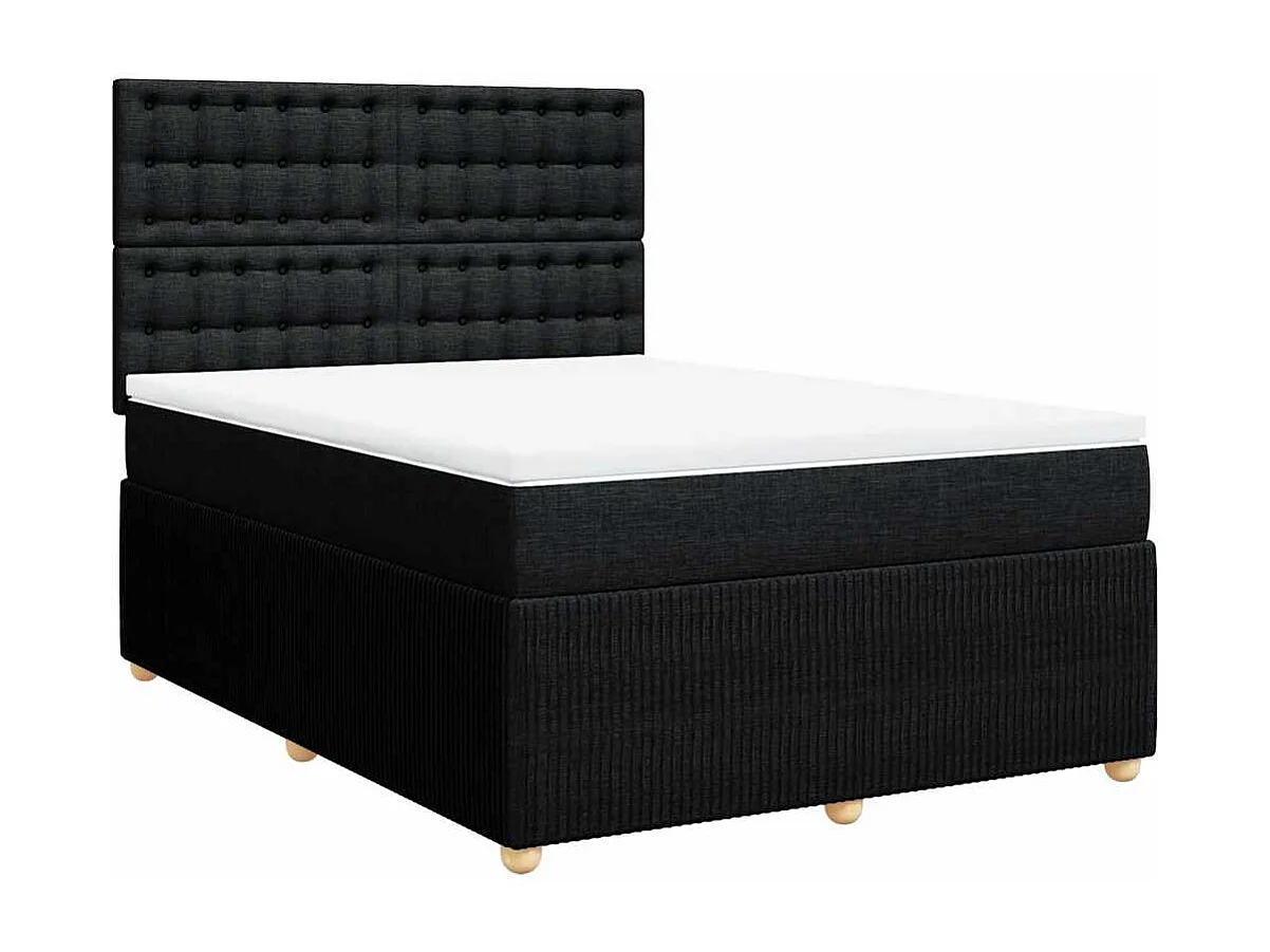 Boxspringbett mit Matratze Schwarz 140x190 cm Stoff