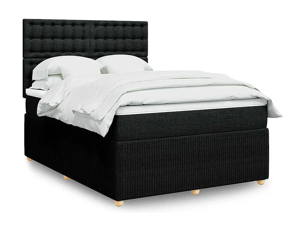 Boxspring met matras stof zwart 140x190 cm