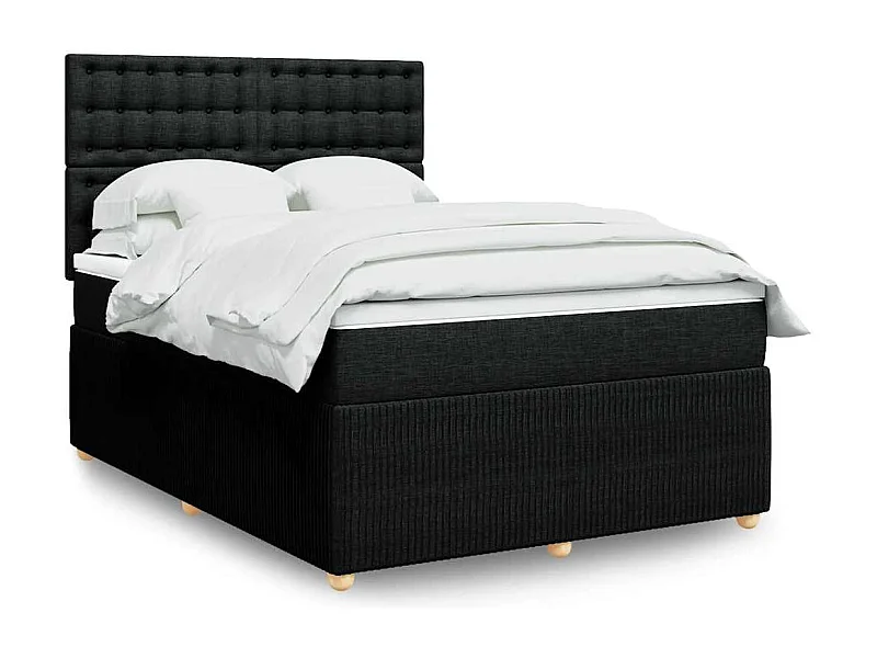 Boxspringbett mit Matratze Schwarz 140x190 cm Stoff